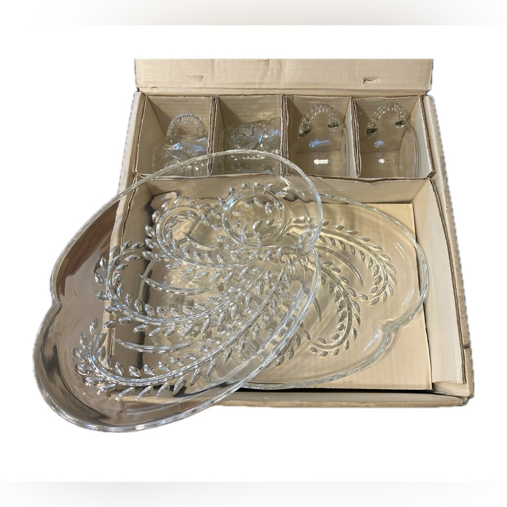 NWB VTG 1950s Snack Set. Glass & Plate Set.